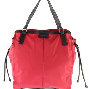 Burberry red nylon buckleigh tote